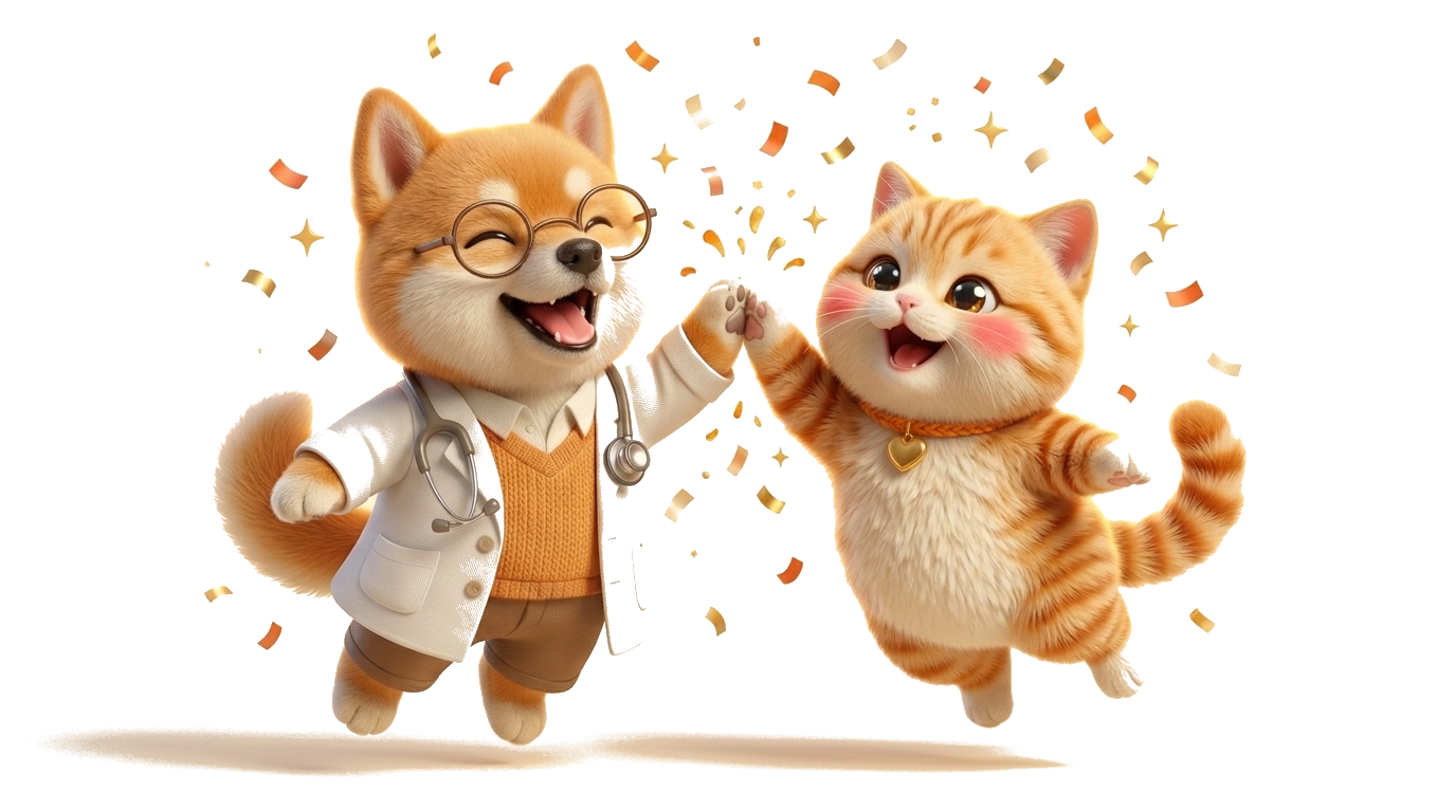Dr. Vee và Mochi high-five